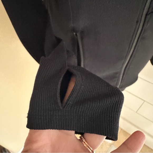 Mono B Activewear Jacket Womens M Black Full Zip Mock Neck Jacket Thumbhole - Picture 5 of 8